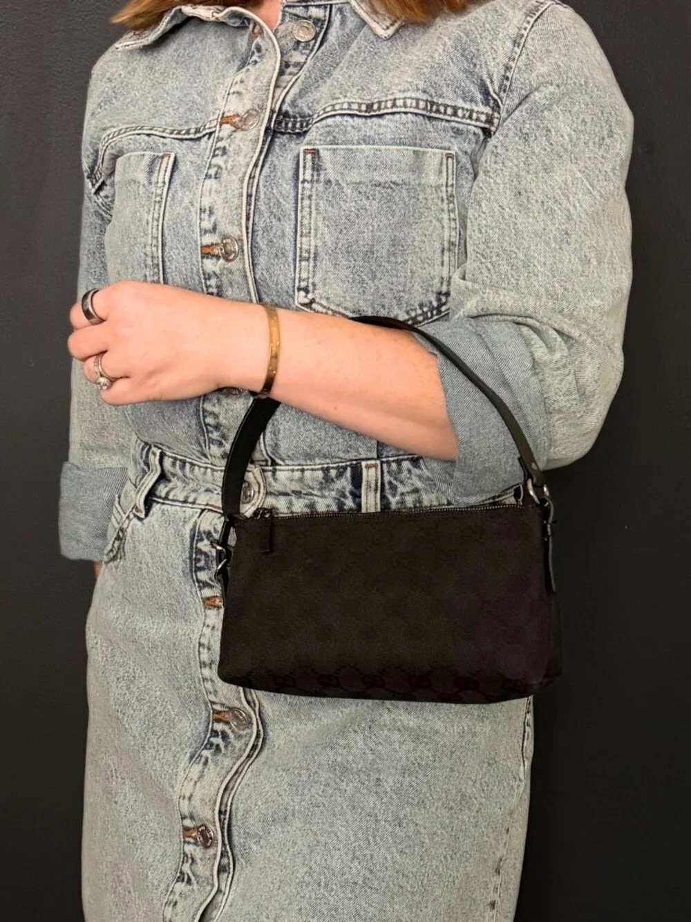 Gucci Black Monogram Shoulder Bag